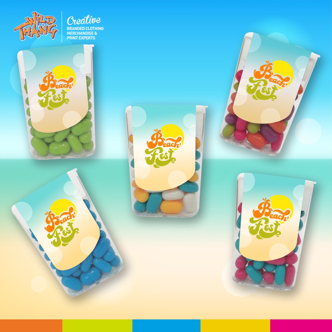 Beach Fest branded range of different flavoured branded atomz / sweets